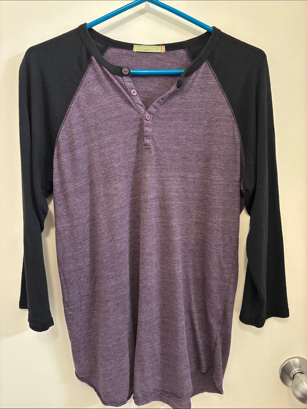 Alternative Apparel Purple Body Black Raglan Henley